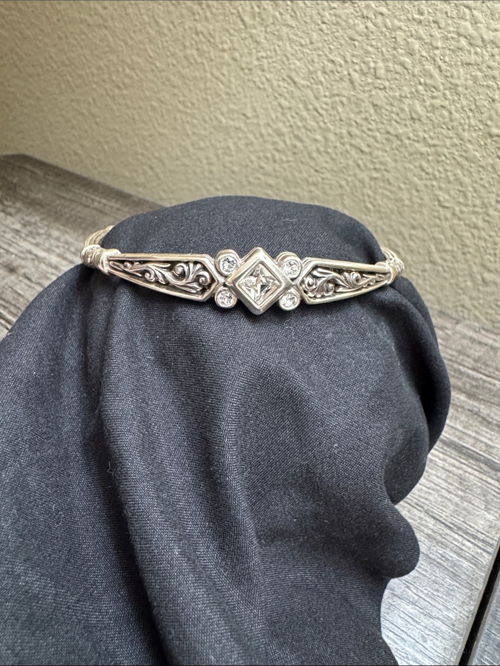 Brighton Silver-Tone Filigree Bracelet with Clear Accents